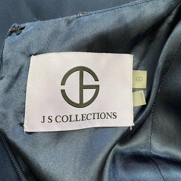 JS Collections Lace Chiffon Metallic Dress Size 8 Formal Pinafore - Picture 6 of 8